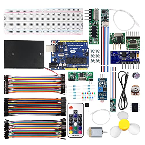QIACHIP Starter-Kit basierend auf Arduino UNO R3 und Controller-Board kompatibel mit Arduino IDE, inklusive drahtlosem Funk-Relais-Fernbedienungsschalter mit RF 433 MHz Sender- und Empfänger-Kit von QIACHIP