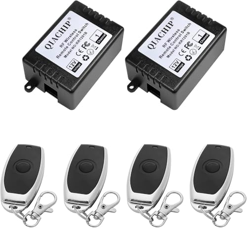 QIACHIP DC 12V Funkschalter mit Fernbedienung 433 mHz,Funk Relais 1 Kanal Momentan Schalter, Sender Empfänger Universal Handsender für Zentralverriegelung Auto,Türöffner von QIACHIP
