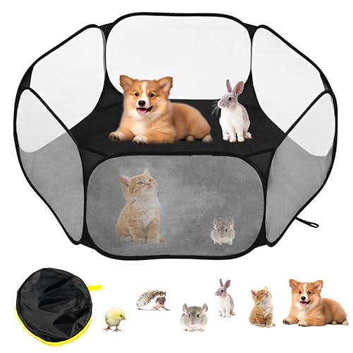 Welpenzelt Zwinger, QiaNai Faltbarer Laufstall für Haustiere, 120×58×35cm, Hamster-Laufstall für Meerschweinchen, Kaninchen, Hamster, Chinchillas und Igel von QIANAI