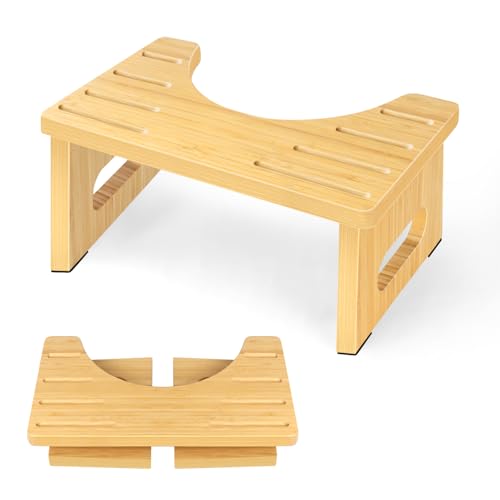 QIANBAIYI Toilettenhocker Holz – WC Hocker fur Erwachsene – Toilettenhocker Holz Klappbar - Squatty Kackhocker- und Verstopfungsbehandlung, von Ärzten empfohlen von QIANBAIYI