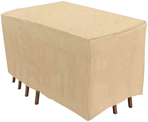 QIANC Gartentischabdeckung,Abdeckung für Gartenmöbel Wasserdicht Abdeckplane,Schutzhülle,Winddicht,für Gartentisch Sitzgruppe Gartenlounge,183x76x72cm(72.04x29.92x28.34in)_Khaki von QIANC