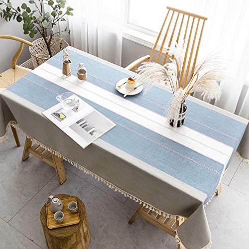 QIANC Rechteckige Tischdecke Tischtuch Leinendecke Leinen Fleckschutz pflegeleicht schmutzabweisend abwaschbar Farbe & Größe wählbar Eckig,Blue-120x220cm(47.24x86.61in) von QIANC