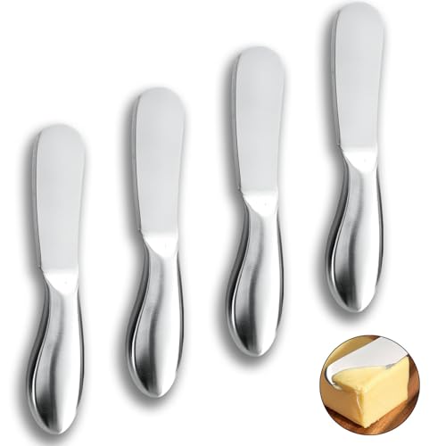 QIANCSJ Buttermesser 4 Stück Klein Buttermesser aus Edelstahl, Käsemesser Set Marmelade Messer Für Sahne, Käse und Gebäckherstellung(13.5 cm, Silber) von QIANCSJ