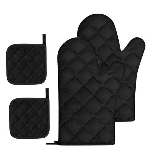 QIANCSJ Ofenhandschuhe Topflappen Handschuh 4er Set Topfhandschuhe, rutschfeste Backhandschuhe zum Baumwolle Hitzebeständige für Kochen Backen Grillen von QIANCSJ
