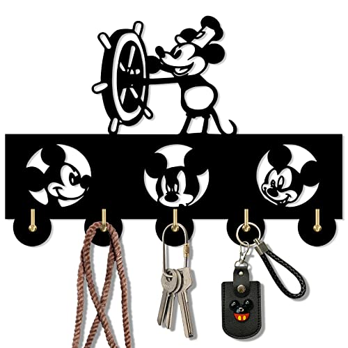 Mickey Türhaken, Disney Mickey Mouse Cartoon Animation Schlüsselhaken Kleiderhaken mit 5 Haken, Schlüsselhalter, Eingangsbereich, Geschenke für Disney-Liebhaber von qiangge