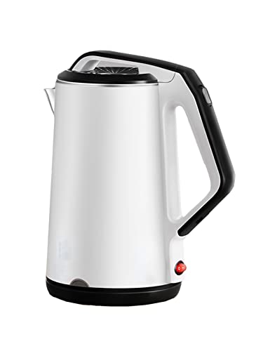 Doppelwandiger Cool-Touch-Teekessel aus Edelstahl mit 1500-W-Schnellkocher, Technologie for Kaffee, Tee, Getränke, heißes Wasser, Sicherheitsschloss, 2,3 l/weiß von QIANGT