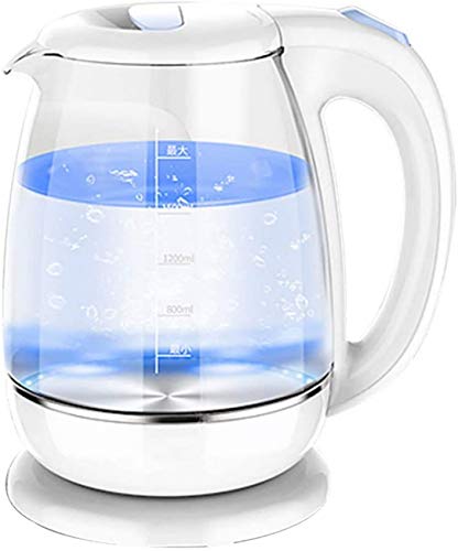 Farbwechselnder Wasserkocher aus Glas mit LED-Beleuchtung, 1500 W, 1,8 Liter, Anti-Kalk, 360 °C drehbarer Boden, leise, schnell kochend, leicht zu reinigen, 100% kostenlos von QIANGT