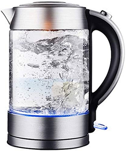 Wasserkocher aus Glas mit LED-Beleuchtung, 1800 W, 1,7 Liter, Anti-Kalk, 360 °C drehbarer Boden, leise, schnell kochend, leicht zu reinigen, 100% kostenlos von QIANGT