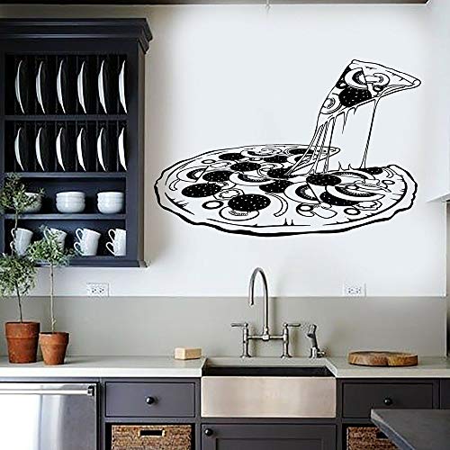 Pizza Wandtattoo Pizzeria Italienisches Restaurant Essen Aufkleber Wandbild Vinyl Wohnkultur Küche Esszimmer Fenster Tür Logo Zeichen 62x42cm von QIANGTOU