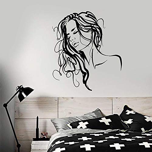 QIANGTOU Abstrakte schöne Frau Mädchen Gesicht Vinyl Wandtattoo Home Decor Wohnzimmer Kunst Wandbild Wandaufkleber 58x66cm von QIANGTOU