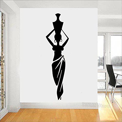 QIANGTOU Afrikanische Frau Mädchen Vinyl Wandaufkleber Wohnzimmer Afrika Kultur Tanzstil Krug Vase Wandtattoo Wohnkultur 39x143cm von QIANGTOU