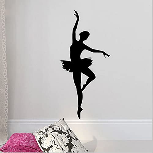 QIANGTOU Ballerina Wandaufkleber - Ballett Tänzerin Wandtattoo - Ballerina Dekor - Ballett Silhouette Mädchen Tanz Aufkleber für Wohnzimmer 117x57cm von QIANGTOU