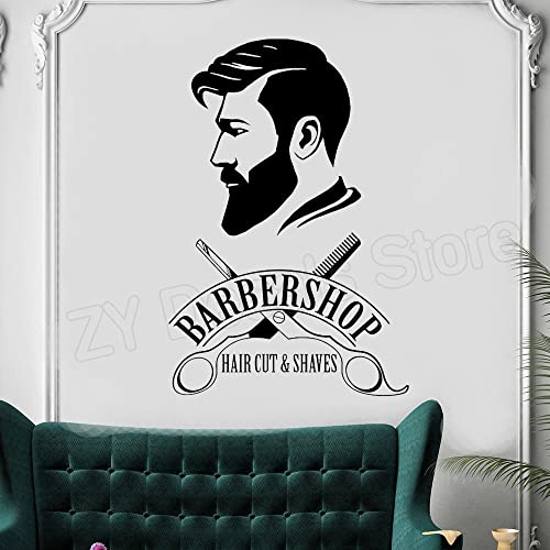 QIANGTOU Barbershop Logo Wandtattoo Wandbild Barber Shop Schild Aufkleber Fenster Dekor Abziehbilder Barber's Logo Wandbilder Friseursalon Tapeten 75x113cm von QIANGTOU