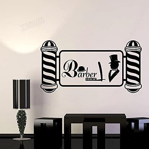 QIANGTOU Barbershop Vinyl Wandtattoo Herrenhaar schneiden Hut Barber Shop Wandaufkleber Kunst Logo Wandbilder Dekor Fenster selbstklebend 75x145cm von QIANGTOU