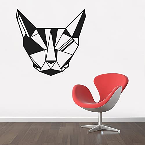 QIANGTOU Geometrische Katze Wandkunst Aufkleber Tapete Wasserdicht Home Interior Dekorieren Wohnzimmer Vinyl Wandtattoos Kinder 79x75cm von QIANGTOU