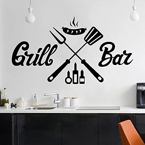 QIANGTOU Grill Bar BBQ Wandaufkleber Für Esszimmer Grill Wurst Dekor Innen Vinyl Wandtattoo Nordic Home Dekoration Kunst 54x94cm von QIANGTOU