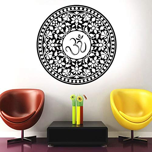 QIANGTOU Große große Größe Om Symbol Mandala Aufkleber Raumdekoration wasserdichte Vinyl-Aufkleber Tapete Moderne Wandbilder 54x54cm von QIANGTOU