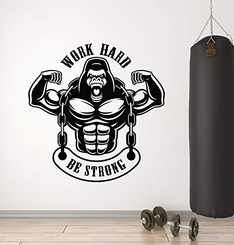 QIANGTOU Home Gym Vinyl Wandtattoo Fitness Club Gym Fenster Aufkleber Motivational Sport Gorilla Kunstwand für Jungen Zimmer Home Schlafzimmer 75x75cm von QIANGTOU