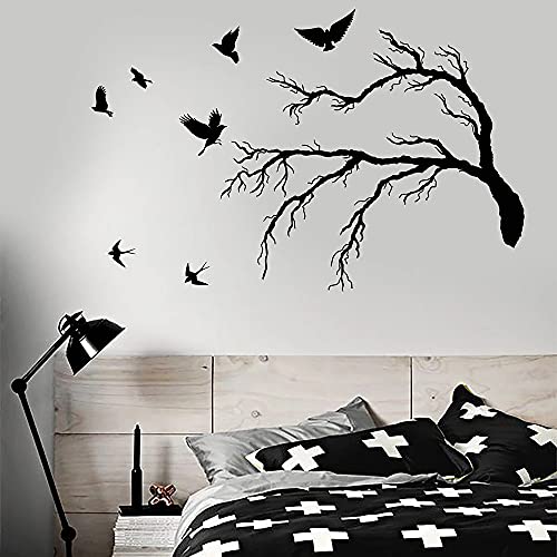 QIANGTOU Lustige Vinyl Wandtattoo für Schlafzimmer Vogelschwarm Gothic AST Stil Wandaufkleber Dekor Esszimmer Cafe Dekoration 75x113cm von QIANGTOU