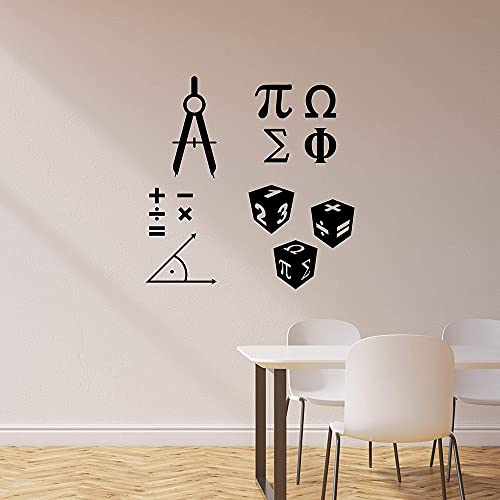 QIANGTOU Math Symbol Schule Klassenzimmer Mathematik Wissenschaft Vinyl Wandtattoo Wohnkultur Kunstwand Tapete Wandaufkleber 101x119cm von QIANGTOU