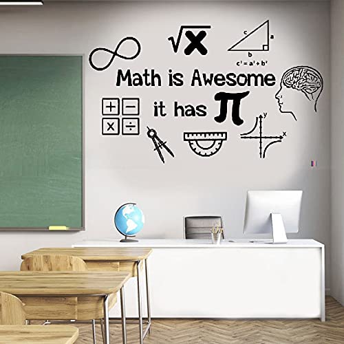 QIANGTOU Mathe-Wandtattoo, Mathe ist fantastisch, es hat Pi-Klassenzimmer-Wand-Vinyl-Aufkleber Mathe-Lehrer-Geschenk, Mathematik-Aufkleber-Dekoration 88x54cm von QIANGTOU