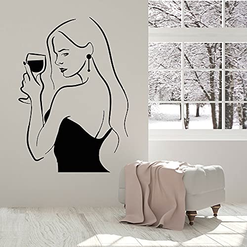 QIANGTOU Mit Weinflasche Vinyl Wandtattoo Alkohol Bar Zeichen Trinken Frau Dame Weinglas Fensteraufkleber Home Art 58x42cm QIANGTOU Mit Weinflasche Vinyl Wandtattoo Alkohol Bar Zeichen Trinken Frau Dame Weinglas Fensteraufkleber Home Art 58x42cm von QIANGTOU