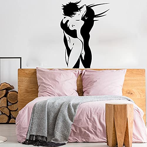 QIANGTOU Moderne Frau Mann Paar Wandaufkleber Schlafzimmer Erwachsene Mädchen Junge Paar Hochzeit Wandtattoo 98x68cm von QIANGTOU