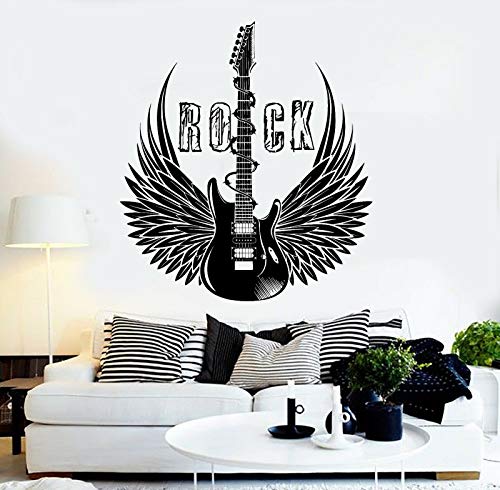 QIANGTOU Musik Vinyl Wandtattoo E-Gitarre Rock Fensteraufkleber Flügel Musik Musical Wohnkultur Musik Bar Dekoration 86x75cm QIANGTOU Musik Vinyl Wandtattoo E-Gitarre Rock Fensteraufkleber Flügel Musik Musical Wohnkultur Musik Bar Dekoration 86x75cm von QIANGTOU