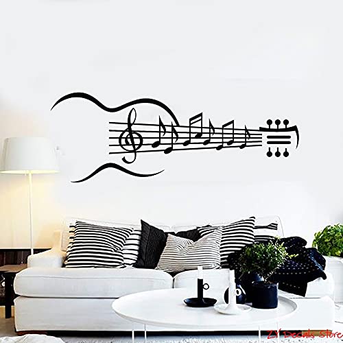 QIANGTOU Musiknoten Vinyl Wandtattoo Gitarre Musikinstrument Musiknoten Wandaufkleber Abnehmbare Kunstwand Tapete für Schlafzimmer 54x147cm von QIANGTOU