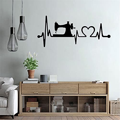 QIANGTOU Nähmaschine Heartbeat Lifeline Wandtattoo Aufkleber Liebe zum Nähen für Nähwerkstatt abnehmbares Kunstwandbild 73x171cm von QIANGTOU