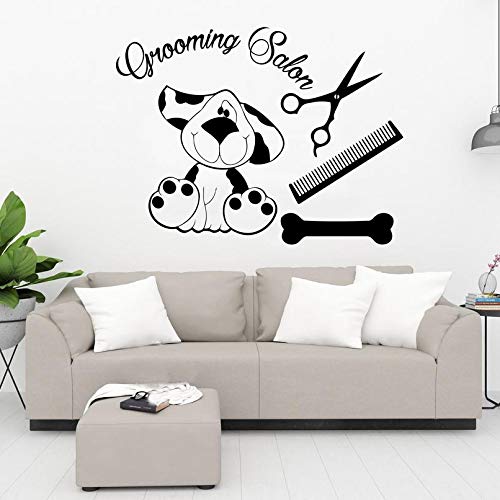 QIANGTOU Pet Grooming Salon Wall Decal Hunde Grooming Salon Tiere Anime Bester Teufel Vinyl-Wandtattoo für Grooming Salon Decor Use 96x73cm von QIANGTOU