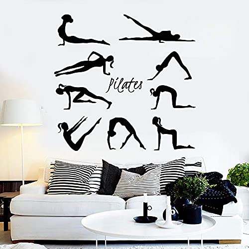 QIANGTOU Pilates Gymnastik Sport Gesunder Lebensstil Vinyl Wandtattoo Wohnkultur Kunstwand Abnehmbare Wandaufkleber 101x105cm von QIANGTOU