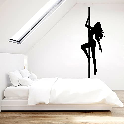 QIANGTOU Pole Dance Mädchen Wandaufkleber Friseursalon Wandtattoos Frau Wandbild DIY Schönheitssalon Lange Haare Mädchen Poster 163x57cm von QIANGTOU