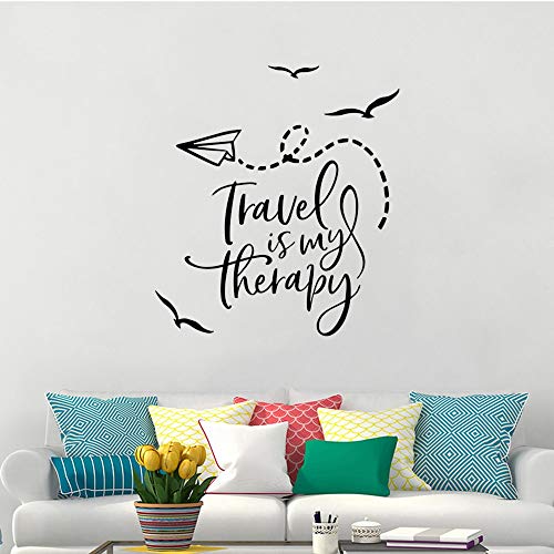 QIANGTOU Reise Zitate Wandtattoo Abenteuer Vögel Flugzeug Wandaufkleber Vinyl Reisebüro Wanddekor Home Schlafzimmer Dekoration Wandbild 73x80cm von QIANGTOU