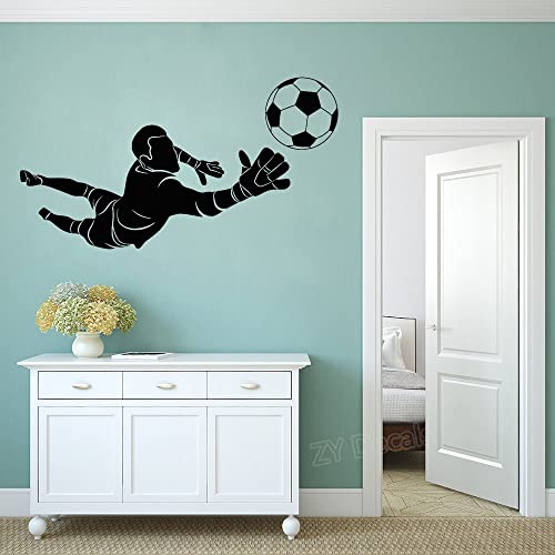 QIANGTOU Sport Wandaufkleber Abnehmbare Fußball Torwart Spieler Wandtattoo Kinder Jungen Zimmer Dekor Vinyl Sport Kunst Wandbild Wandaufkleber 100x54cm von QIANGTOU