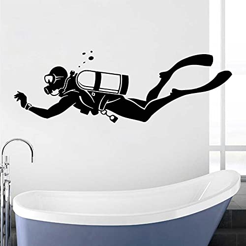 QIANGTOU Vinyl Aufkleber Sport Wandtattoo Wasserdicht Badezimmer Dekoration Tauchen Tauchen Wandbild Meer 42x124cm von QIANGTOU