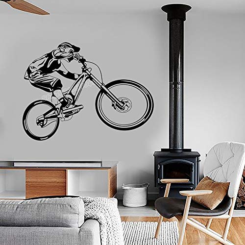 QIANGTOU Vinyl Wandtattoo Mountainbike Sport Radfahren BMX Fahrrad Motocross Wandaufkleber Moderne Garage Home Schlafzimmer Dekor 98x73cm von QIANGTOU