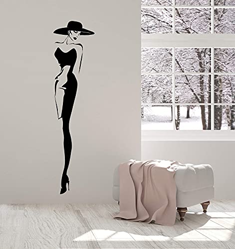 QIANGTOU Vinyl Wandtattoo Top Fashion Model Hut Retro Lady Style Frau Aufkleber Einzigartiges Geschenk 36x155cm QIANGTOU Vinyl Wandtattoo Top Fashion Model Hut Retro Lady Style Frau Aufkleber Einzigartiges Geschenk 36x155cm von QIANGTOU