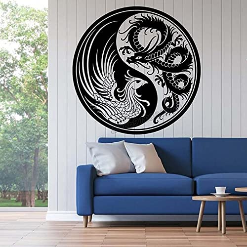 QIANGTOU Vinyl Wandtattoo Yin Yang Schwarz und weiß Philosophie Tao Zen Gleichgewicht Harmonie Wandaufkleber Yin Yang Abziehbilder Room Decor 73x73cm von QIANGTOU