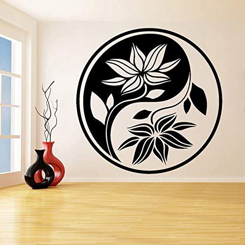 QIANGTOU Vinyl Wandtattoo Yin Yang Yoga Blume Dekor Wandaufkleber für Yoga Home Schlafzimmer Dekoration Tapete 86x86cm von QIANGTOU