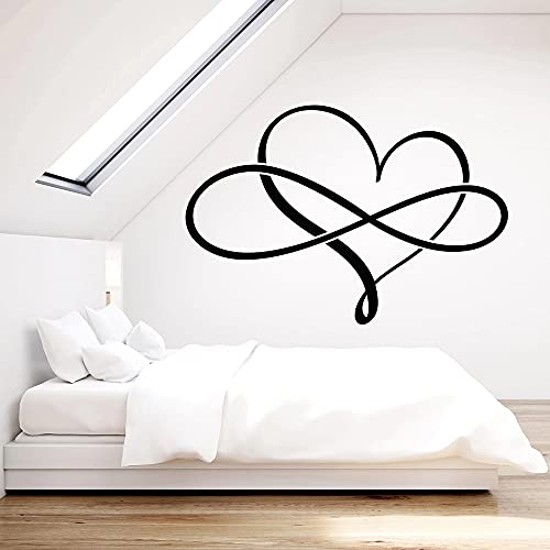 QIANGTOU Vinyl Wandtattoo für Schlafzimmer Liebe für Immer Herz Symbol der Unendlichkeit Wandaufkleber Dekor Wohnzimmer selbstklebend 75x110cm von QIANGTOU