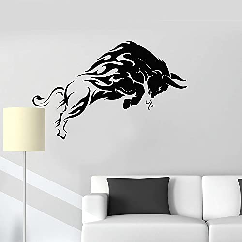 QIANGTOU Wütender Stier Tier Tribal Vinyl Wandtattoo Aufkleber Dekorative Muster Wohnkultur Wohnzimmer Kunstwandbild 75x126cm von QIANGTOU