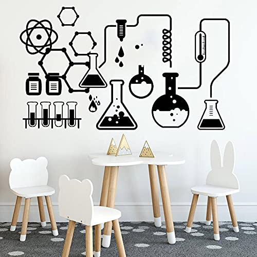 Wissenschaft Chemie Vinyl Wandtattoo Labor Dekor Wissenschaftler Chemie Wandaufkleber Dekoration Schule Klassenzimmer Moderne Tapeten 92x54cm von QIANGTOU