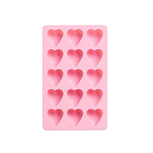 QIANHUA Honeycomb Eiswürfelschale 15 Würfel Silikon Erdbeere Mickey Form Eiswürfel Maker Form Mit Deckel Für Party Whisky Drink, rosa Herz von QIANHUA