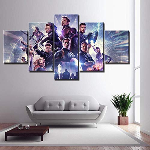 QIANJJ leinwand 5 teilig Drucke auf Leinwand Film Avengers Endgame Iron Man malerei Hintergrund Dekoration Design Bild Wohnzimmer von QIANJJ