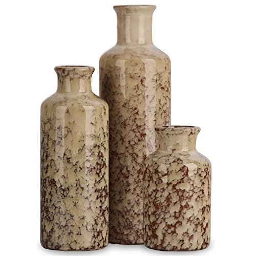 3er-Set Vase Keramik, Modern Mini Wasserdicht Vasen Set, Boho Pampas Grass Kleine Vase Vasen Deko, Dekoration für Wohnzimmer, Tischplatte, Küche, Bücherregal, Kamin und Eingangsbereich Deko 3er-Set Vase Keramik, Modern Mini Wasserdicht Vasen Set, Boho Pampas Grass Kleine Vase Vasen Deko, Dekoration für Wohnzimmer, Tischplatte, Küche, Bücherregal, Kamin und Eingangsbereich Deko von QIANLING