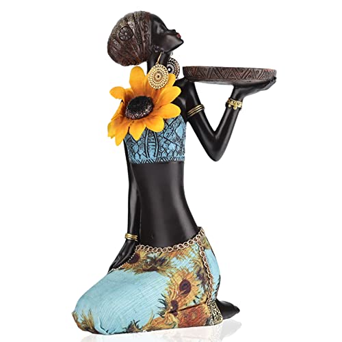 Afrikanische Frau Kerzenständer-Statue, afroamerikanische Kerzenständer-Statue aus Kunstharz für Hochzeit und afrikanische Tafelaufsatz-Dekoration, Kerzenhalter für Heim- und Tischdekoration von QIANLING