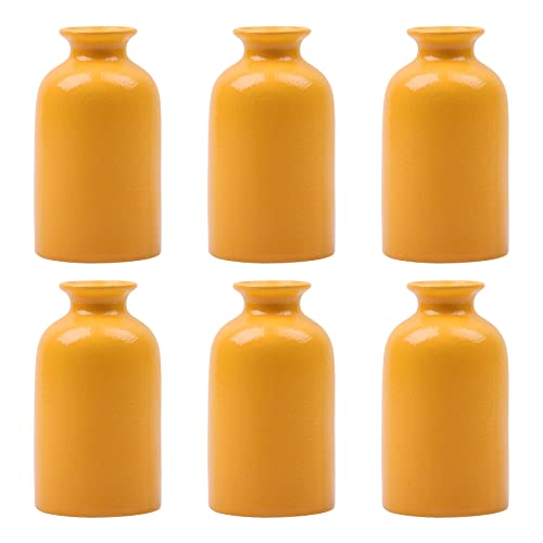 Kleine gelbe Vase, moderne Boho-Vasen für trockene Blumen, gelbe Keramik-Vasen für Heimdekoration, kleine Vasen für Tafelaufsätze in Großpackung, Mini-Blumenvasen für Hochzeit, Zuhause, von QIANLING