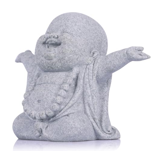 QIANLING Lachender Buddha-Statue für den Innenbereich, Zen China Mönch Baby Buddha, Glücks-Skulptur Ornament Feng Shui Mythos Budha Idol für Frieden, Zuhause, Dekoration, Arbeitszimmer, Esszimmer, von QIANLING