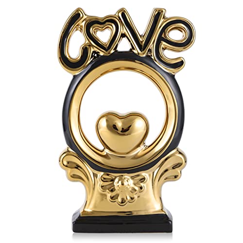 Schwarz und Gold Liebesfigur – Romantische Dekoration für Hochzeiten, Valentinstag und Zuhause – Moderner Tischaufsatz für Wohnzimmer, Schlafzimmer und Eingangsbereich – Tolle Geschenkidee von QIANLING